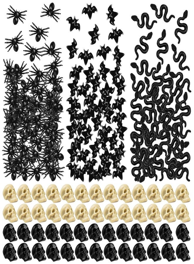 PCTCSHQ 250Pcs Mini Plastic Skull Heads Spiders Bats Snake Fake Halloween Mini Figurines for Halloween Decorations Creepy Scary Prank Toys - Image 1